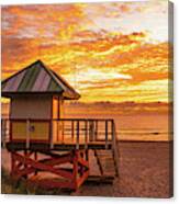 Golden Lifeguard Station Sunrise Delray Beach Florida Canvas Print