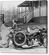 Golfers With A 1939 Ajs And Sidecar Canvas Print