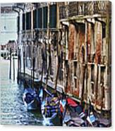 Gondolas In A Row, Venice Italy Canvas Print