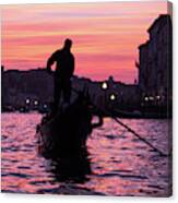 Gondolier At Sunset Canvas Print