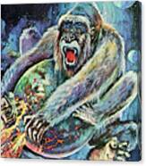 Gorilla Holding On To Planet Canvas Print