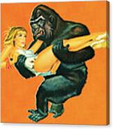 Gorilla With Woman Canvas Print