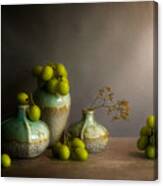 Grape Whit Green Vase Canvas Print