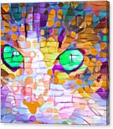 Green Eyed Cat Abstract Canvas Print