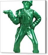 Green Soldier With Handgun Canvas Print