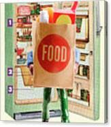 Grocery Bag And Refrigerator Canvas Print