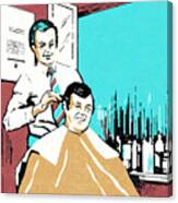 Haircut At The Barber's Canvas Print