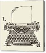 Hand Drawn Vintage Typewriter Sketch Canvas Print