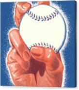 Hand Gripping A Baseball Canvas Print