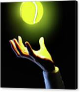 Hand Of Tennis Player Holding Glowing Canvas Print