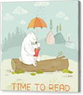 Happy Reading Bear With Quote Time To Read Canvas Print