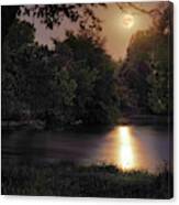 Harvest Moonrise Above Yahara River #2 - Stoughton Wi Canvas Print