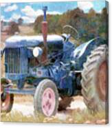 Harvest Time Blue Tractor Canvas Print