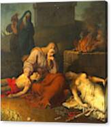 Hecabe With The Corpses Of Her Children Polyxena And Polydoros At The Tomb Of Achilles Canvas Print