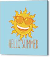 Hello Summer Sun With Sunglasses Canvas Print
