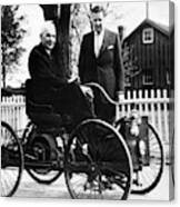 Henry Ford Sits In His First Ford Car Canvas Print