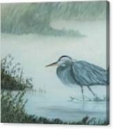 Heron In Mist Canvas Print