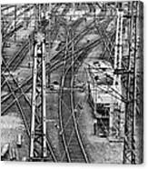 High Angle View Of Trains On Railroad Canvas Print