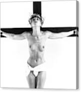 Highlight Crucifix Black And White Canvas Print