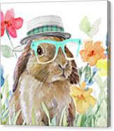 Hipster Bunny Spring Canvas Print