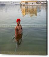 Holy Bath At Golden Temple Canvas Print