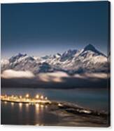 Homer Spit With Moonlit Mountains Canvas Print