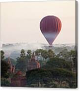 Hot-air Balloon Rising In Bagan Canvas Print