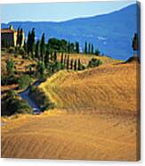 House In A Field In The Siena Canvas Print