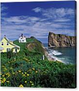Houses On The Coast Of Perce, Quebec Canvas Print