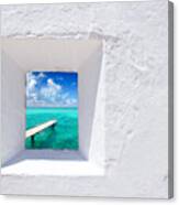 Ibiza Mediterranean White Wall Window Canvas Print