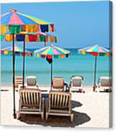 Idyllic Tropical Resort Beach Scene In Canvas Print