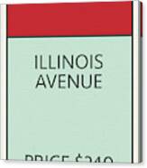 Illinois Avenue Vintage Retro Monopoly Board Game Card Canvas Print