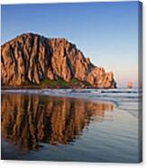 Image Of Morro Rock And Its Reflection Canvas Print