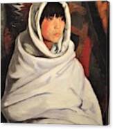 Indian Girl In White Blanket Canvas Print