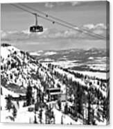 Into The Jackson Hole Clouds Black And White Canvas Print