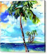Island Solitude Palm Tree And Sunny Beach Canvas Print