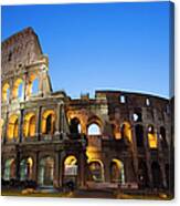 Italy, Rome, Colosseum At Night Canvas Print