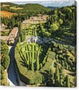 Italy, Tuscany, Siena District, Val Di Chiana, Chianciano Terme, Villa La Foce, Aerial View By Drone Canvas Print