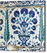 Iznik Lapis  Tiles With Flower Pattern Canvas Print