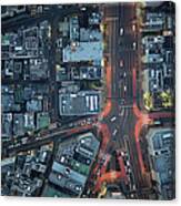 Japan, Tokyo, Aerial View Traffic And Canvas Print