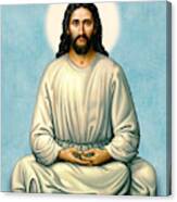 Jesus Meditating - The Christ Of India - On Blue Canvas Print