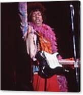 Jimi Hendrix With Arm Raised While Canvas Print