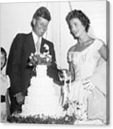 John And Jacqueline Kennedy Cut Wedding Canvas Print