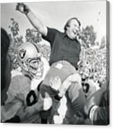 John Madden And Raider Football Team Canvas Print