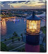 Jupiter Lighthouse Nightlife Waterway Aerial Photography Canvas Print