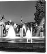 Kansas City Children's Fountain Panorama - Black And White Canvas Print