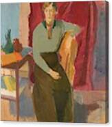 Karl Isakson,  Sitting Woman In Green Blouse Canvas Print