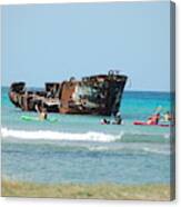 Kayaking Around An Aruba Shipwreck Canvas Print