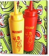 Ketchup And Mustard Bottles Canvas Print