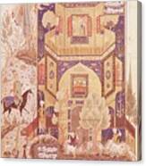 Khusrau In Front Of The Palace Of Shirin, From 'khusrau And Shirin' By Elyas Nezami Canvas Print